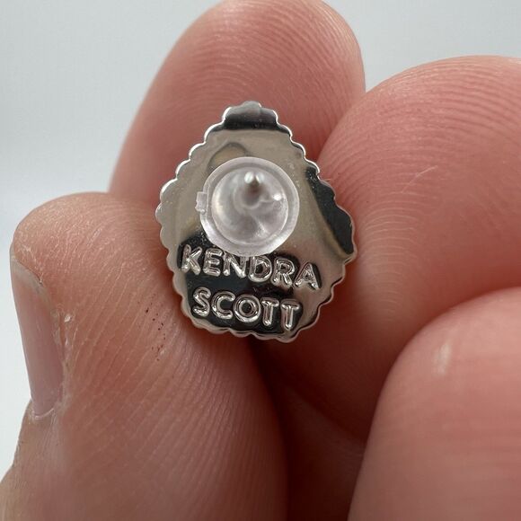 Kendra Scott Tessa Stud Earrings for Women Rhodium Plated, Iridescent Drusy - Picture 3 of 6